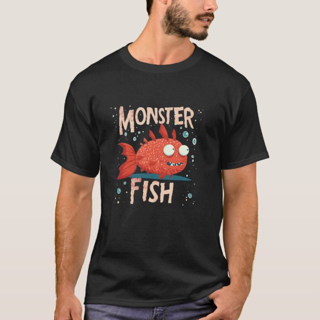 Roligt monsterfiskdräkt t shirt (Framsida)