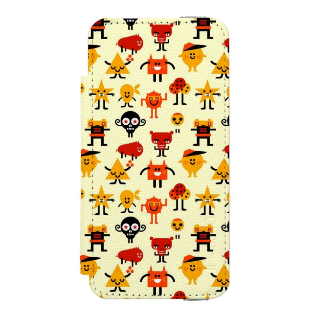 Roligt monstermönster incipio iPhone wallet skal (Folio Framsidan)