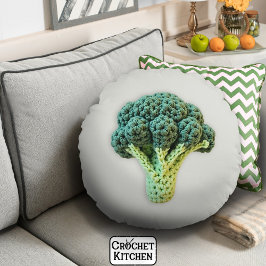 Roligt Mood Boost Grönt minimalist Crochet Broccol Rund Kudde