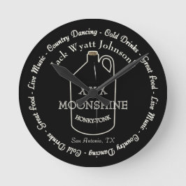 Roligt Moonshine Honky-tonk Pub Wall Clock Rund Klocka