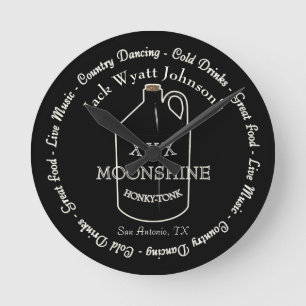Roligt Moonshine Honky-tonk Pub Wall Clock Rund Klocka