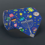 Roligt Mörk blått Hanukkah Mönster Slips<br><div class="desc">Roligt Mörk blått halsen Hanukkah Mönster</div>