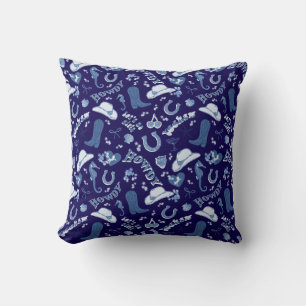 Roligt Mörk Navy Blue Coastal Cowgirl Mönster Kudde