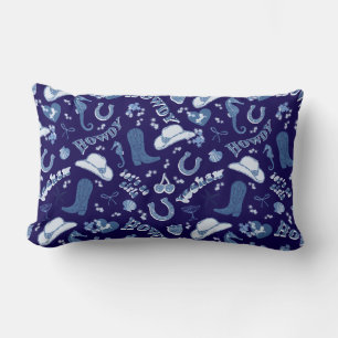 Roligt Mörk Navy Blue Coastal Cowgirl Mönster Lumbarkudde