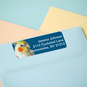Roligt Mörk Navy Blue Cockatiel Pet Bird Coola Par Returadress Etikett