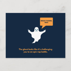 Roligt Mörkblått och Orange Halloween Vykort