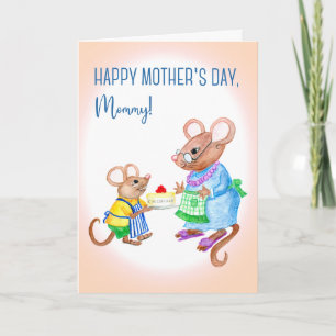 Roligt Mors dag för Mamma med Cute Mice Card Kort