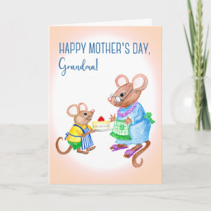 Roligt Mors dag för mormor med cute Mice Card Kort