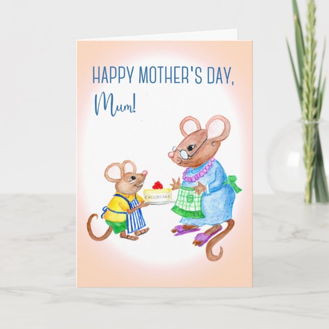 Roligt Mors dag för Morsa med Cute Mice Card Kort (Framsida)