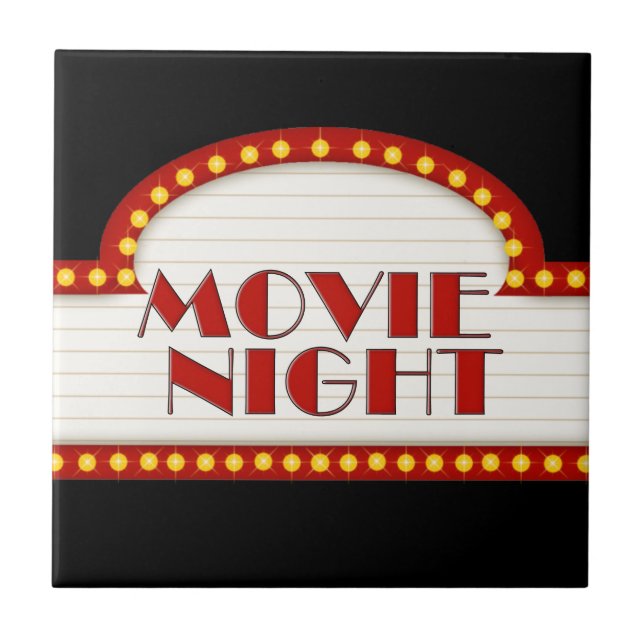 Roligt Movie Night ord art Theater room panel Kakelplatta (Framsidan)