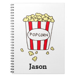 Roligt Movie Theater Popcorn i Red White Bucket Anteckningsbok Med Spiral