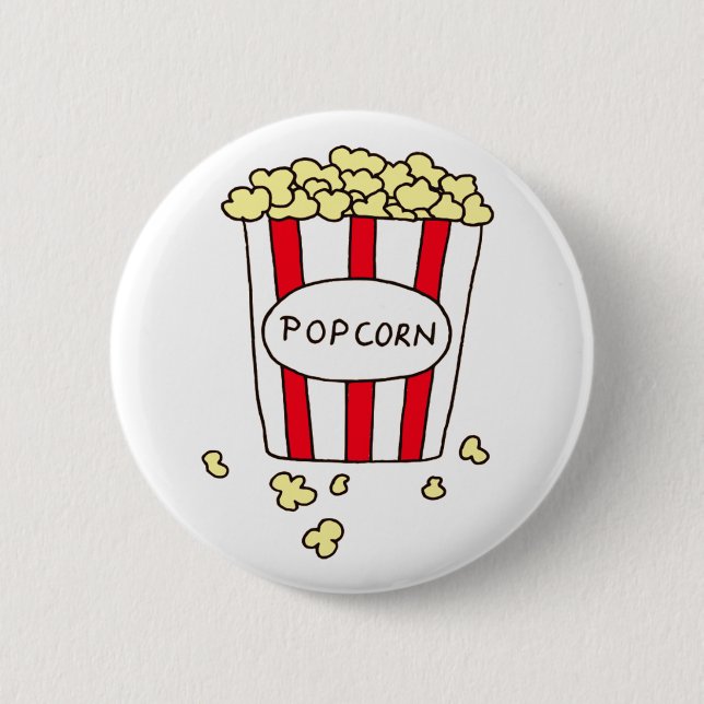 Roligt Movie Theater Popcorn i Red White Bucket Knapp (Framsida)