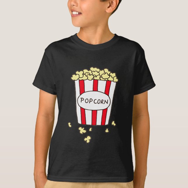 Roligt Movie Theater Popcorn i Red White Bucket T-shirt (Framsida)