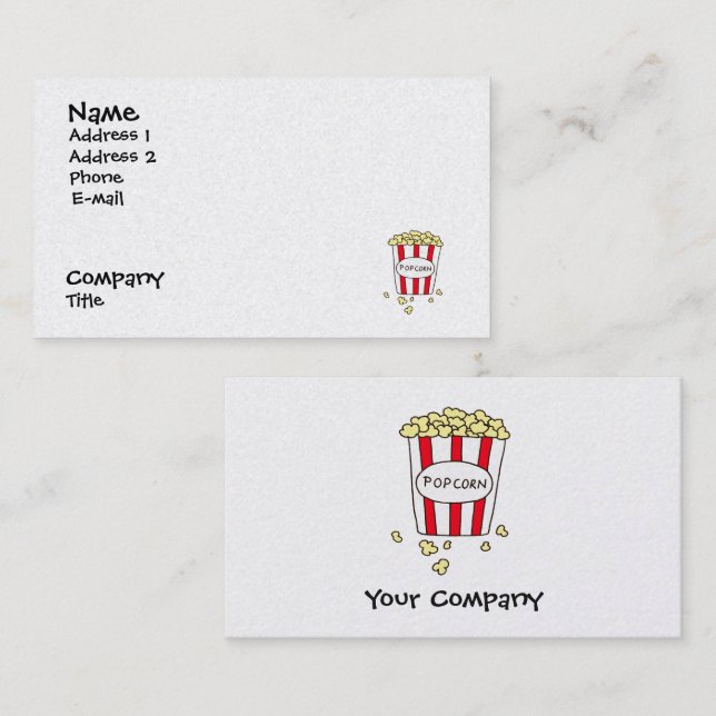 Roligt Movie Theater Popcorn Middag Restaurant Visitkort (Fram/baksida)