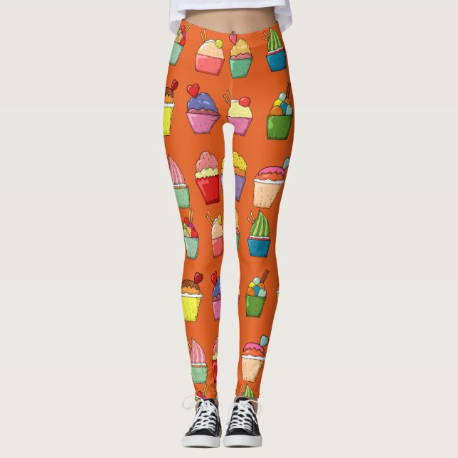 Roligt muffins l Dessert Colorful orange Leggings (Framsida)