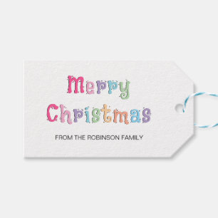 Roligt Multifärgad God jul Gift-Märkre Presentetikett