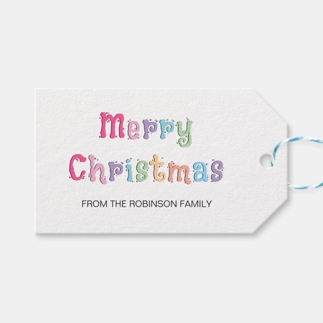 Roligt Multifärgad God jul Gift-Märkre Presentetikett (Framsidan (Horisontell))