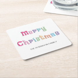 Roligt Multifärgad God jul Underlägg Papper Kvadrat