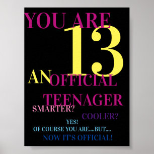 Roligt Multifärgad Officiell Tonåring 13:e födelse Poster