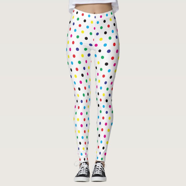 Roligt Multifärgad Polka Dot Mönster Leggings (Framsida)