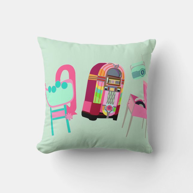 Roligt Music Fities Jukebox Cute Retro Art Kudde (Framsida)