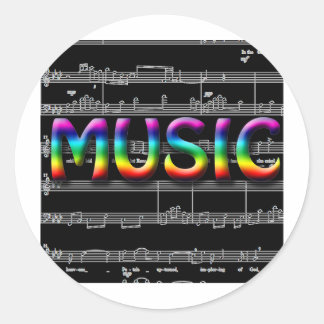 Roligt Music Stickers and Cards Runt Klistermärke