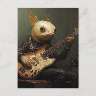 Roligt Musical Fish Speling Guitar Vykort