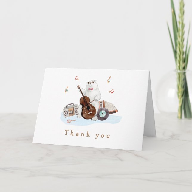 Roligt Musician Polar Bear Baby Shower Tack Kort (Framsida)