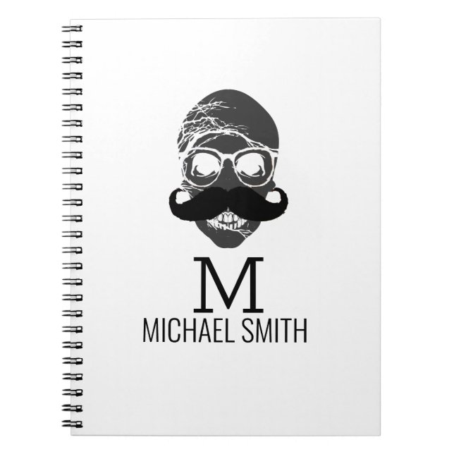 Roligt Mustaschmonogram #2 Anteckningsbok (Framsidan)