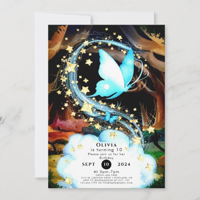 Roligt Mystical Butterfly Birthday Inbjudningar (Framsida)