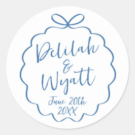 Roligt Namn Bröllop, datumförmånskuvert Runt Klistermärke