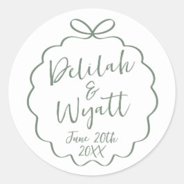 Roligt Namn Bröllop, datumförmånskuvert Runt Klistermärke