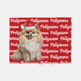 Roligt namn på Pomeranian-mönster jul Fleecefilt