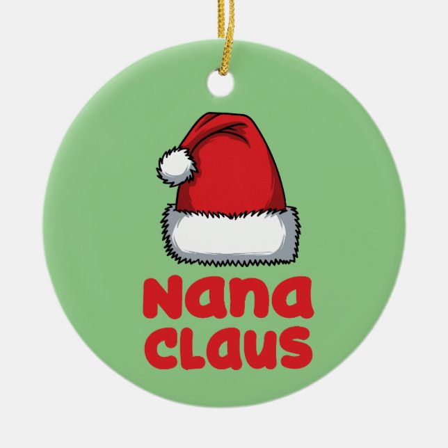 Roligt Nana Gift - Nana Claus Julgransprydnad Keramik (Framsidan)
