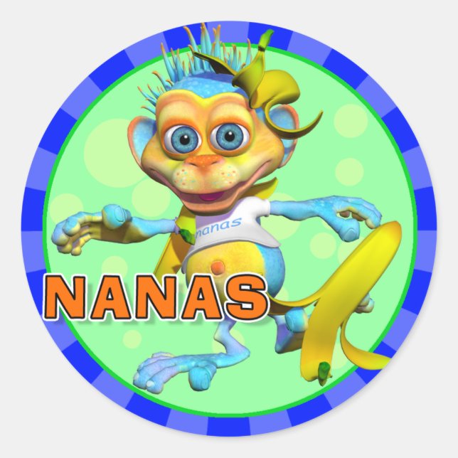 Roligt Nanas Stickers Runt Klistermärke (Framsida)