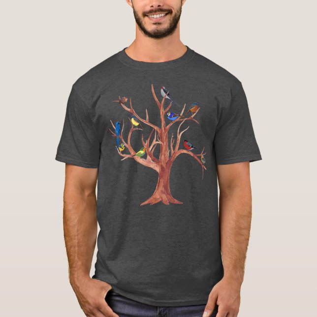 Roligt Natur Älskare Träd och fåglar är Coola gift T Shirt (Framsida)