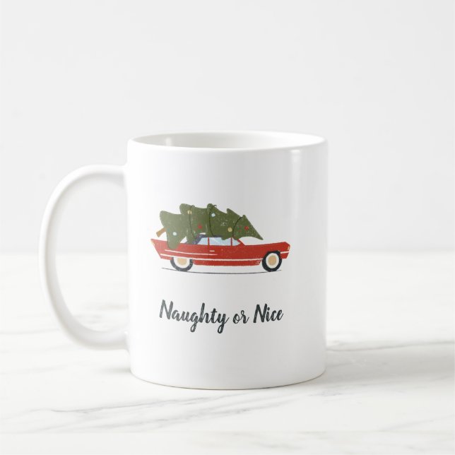 Roligt Naughty eller Nice Helgdag Kaffemugg (Vänster)