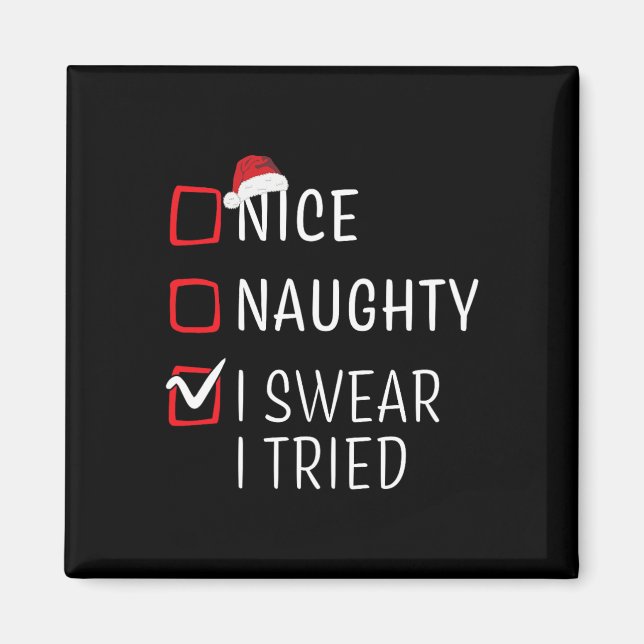 Roligt Naughty Nice-julfamiljen Pajama Manar Kvinn Magnet (Framsidan)