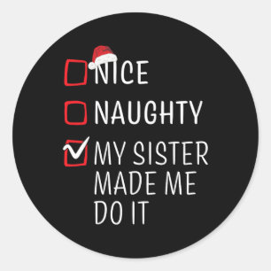 Roligt Naughty Nice-julfamiljen Pajama Manar Kvinn Runt Klistermärke
