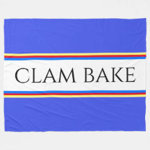 Roligt Nautical Blue White Red Rand CLAM BAKE Text