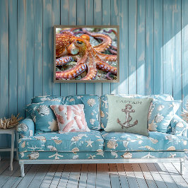 Roligt Nautical, Boating, Anchor, Turquise Pillow Kudde