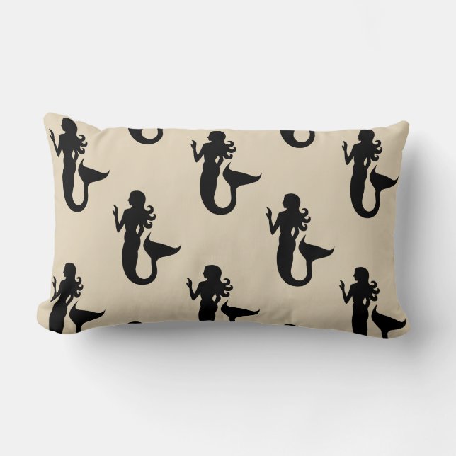 roligt nautisk SJÖJUNGFRU tema mönster | Lumbarkudde (Framsida)