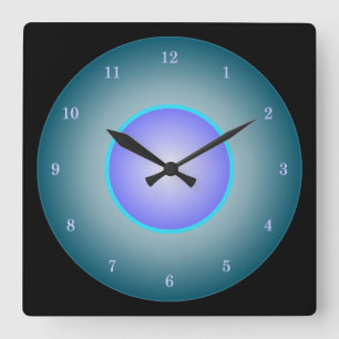 Roligt Neon Aqua/Lila/Blue Fyrkantig Klocka