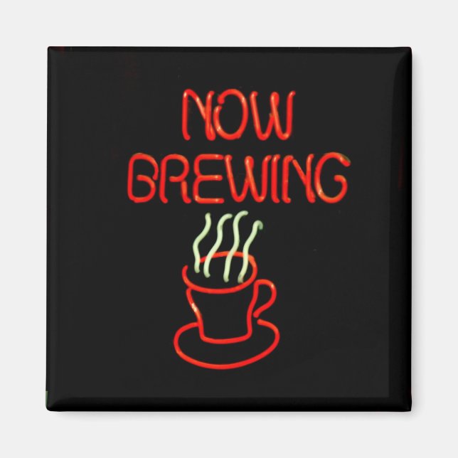 Roligt Neon Coffee Brewing Sign Magnet (Framsidan)