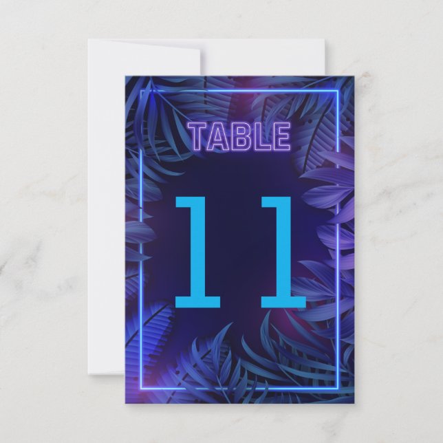 Roligt Neon Glow Party nedladdningsbart Bordsnumme Inbjudningar (Framsida)