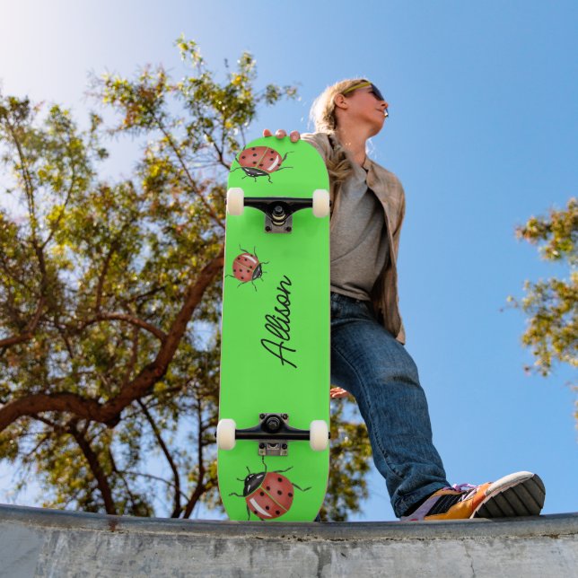 Roligt neon grönt Ladybug Mini Skateboard Bräda 18,5 Cm (Utomhus 1)