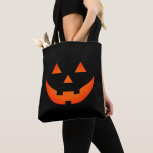 Roligt neon orange Black Jack o lantern Halloween Tygkasse