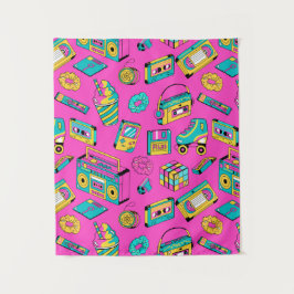 Roligt Neon Rosa Retro 80s 90s Tech Bright Mönster