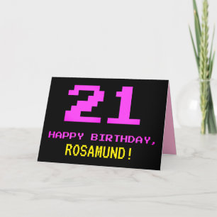 Roligt, Nerdy, Geeky, Rosa, 8-bitars Stil, 21:a fö Kort