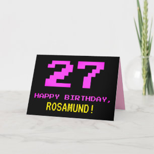 Roligt, Nerdy, Geeky, Rosa, 8-bitars Stil, 27:e fö Kort